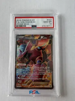 2016 Pokemon XY Steam Siege Full Art Volcanion EX 107/114 #107 PSA 10 - Image 1
