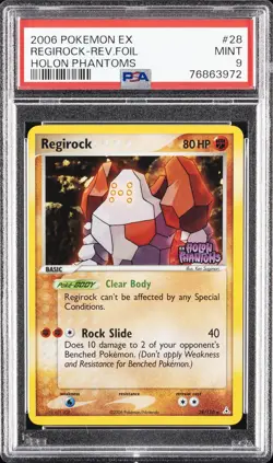 2006 POKEMON EX HOLON PHANTOMS #28 REGIROCK-REVERSE FOIL PSA 9 - Image 1