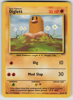 Pokemon Base Set #047/102 Diglett Lightly played - Image 1