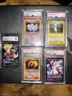 Pokemon Graded Card Lot Flareon Blaziken V Mewtwo Ampharos Dark Sylveon 5 Cards - Image 1