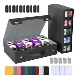 UAONO Trading Card Storage Box with Commander Display, 5 Row Magic Card Box with - Image 1
