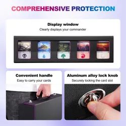 UAONO Trading Card Storage Box with Commander Display, 5 Row Magic Card Box with - Image 4