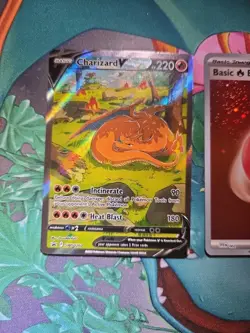 Charizard V SWSH260 BLACK STAR PROMO - Mint Plus 1 Foil Fire (5)Swirl Card - Image 1