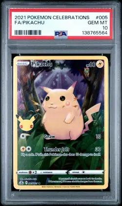 2021 POKEMON CELEBRATIONS #005 FULL ART/PIKACHU PSA 10 - Image 1