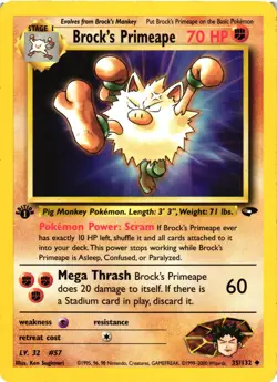 Pokemon TCG Brock's Primeape Gym Challenge 35/132 Uncommon 1st Edition DMG - Image 1