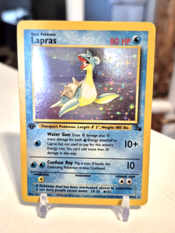 Lapras 10/62 1st Edition Fossil Holo Rare Vintage Pokemon Card NM - Image 1