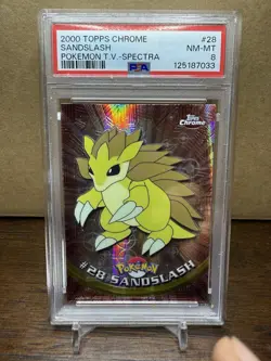 2000 Pokemon Topps chrome Sandslash Spectra PSA 8 - Image 1