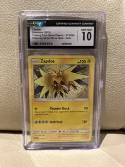 CGC 10 Gem Mint Zapdos Holo 012/034 Trading Card Game Classic CLC Pokemon Card - Image 1