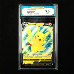 TQG 9.5 MINT+ 2022 Pokemon ENG Pikachu V #SWSH198 Promo - Image 1