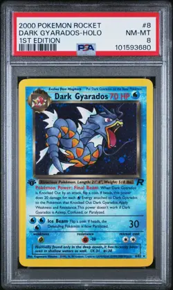 Dark Gyarados-Holo 1st Edition Pokemon Rocket 8 NM PSA Near Mint -Mint #8/82 - Image 1