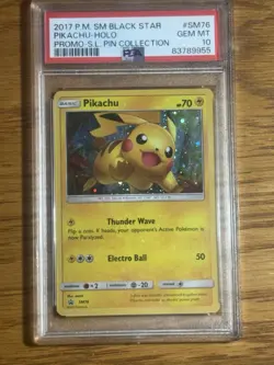 2017 POKEMON SM BLACK STAR PROMO #SM76 PIKACHU-HOLO PROMO-S.L. PIN COLLECTION - Image 1