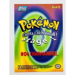 VINTAGE Charmander 1999 Topps E4 Pokemon The First Movie Stage 1 Blue label logo - Image 2