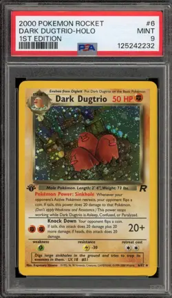 Pokemon Dark Dugtrio Team Rocket 1st Edition Holo Rare #6 PSA 9 Mint - Image 1