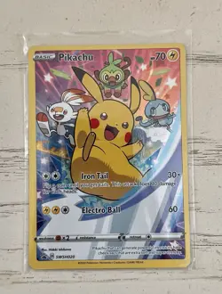 Pikachu SWSH020 SWSH Promo Card Holo Black Star Pokemon Center Mint Grade Ready - Image 1