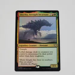 MTG Zilortha, Strength Incarnate NM Foil Commander Masters Magic Dinosaur Card - Image 1