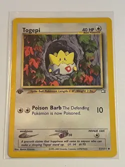 Togepi Pokemon TCG 2000 Neo Genesis 51/111 1st Edition UnCommon Card Vintage - Image 1