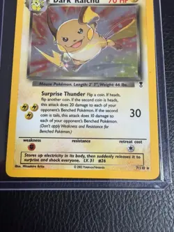 Pokemon TCG Dark Raichu 7/110 Legendary Set Holo LP NM - Image 3