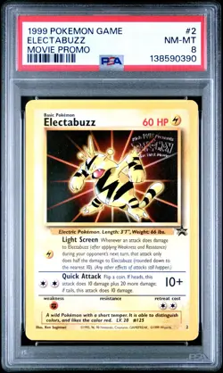 PSA 8 NM/MINT+ Electabuzz #2 WB Movie WOTC Black Star PROMO 2 Pokemon TCG 1999 - Image 1