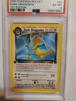 2000 Pokemon Rocket # 22 Dark Dragonite 1st Eddition PSA 6 EX-MT - Image 2