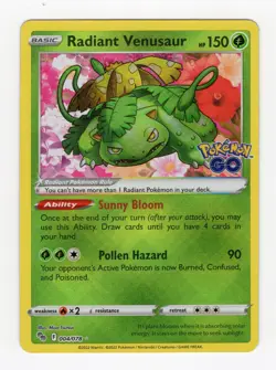Pokemon TCG Radiant Venusaur Holo Card Pokemon Go 004/078 - Image 1