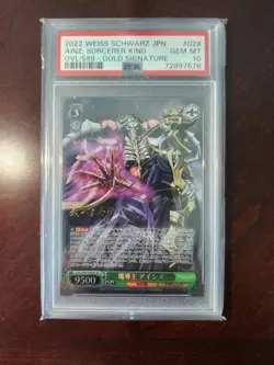 PSA 10 Weiss Schwarz JPN Overlord 028 Sorcerer King, Ainz Gold Signature SP F/S - Image 1