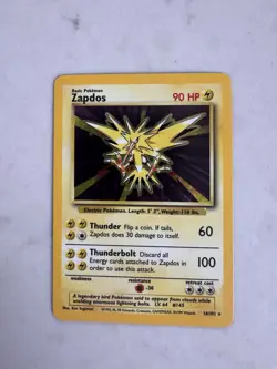 Zapdos 16/102 Holo Pokemon Rare LP To NM Base Set Card Vintage - Image 1