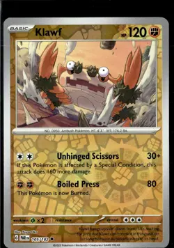 Pokemon Klawf 105/182 Paradox Rift Reverse Holo Uncommon 2 Card Lot - Image 1