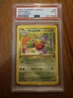 1999 Pokemon Jungle First Edition Weepinbell #48 PSA 9 Mint - Image 1