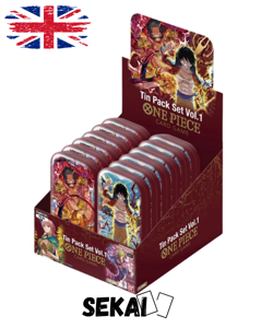 ONE PIECE TCG TIN PACK SET VOL 1 - SEALED DISPLAY BOX 12 X - LUFFY GOL D. ROGER - Image 1