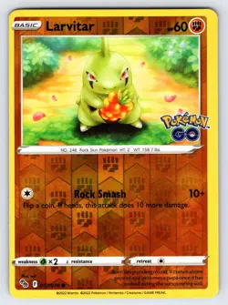 Larvitar 037/078 2022 Pokemon GO Pokemon Card TCG Reverse Holo Common - Nm/Vlp - Image 1
