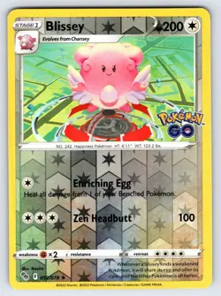 Blissey 052/078 2022 Pokemon GO Pokemon Card TCG Reverse Holo Rare - Nm/Vlp - Image 1