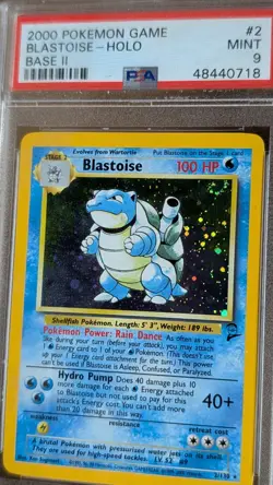 SWIRL!! 2000 Pokemon Game Base II Blastoise #2 Holo PSA 9 MINT - Image 2