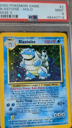 SWIRL!! 2000 Pokemon Game Base II Blastoise #2 Holo PSA 9 MINT - Image 3