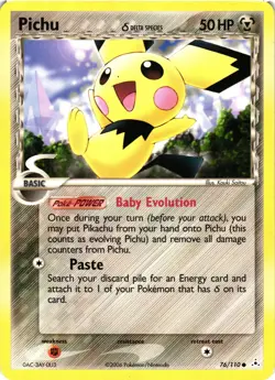 Pokemon TCG Pichu (Delta Species) 76/110 Holon Phantoms Regular DMG - Image 1