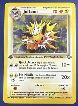 1999 POKEMON TCG JOLTEON JUNGLE HOLO FOIL 1ST EDITION 4/64 (LP/MP) - Image 1
