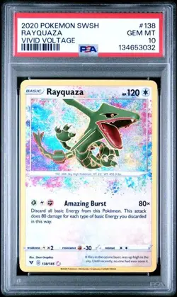 Rayquaza Pokemon Vivd Voltage Amazing Rare #138 PSA 10 - Image 1