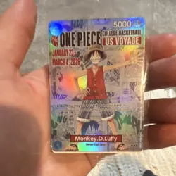 One Piece CCG Monkey.D.Luffy US Voyage Holo 5000 Power Card - Image 1