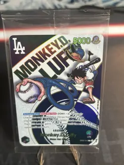 One Piece x Dodgers Collaborative Promo Card Monkey D. Luffy (Sealed) - Image 3