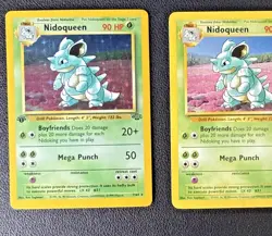 1ST EDITION NIDOQUEEN Jungle Set Holo 7/64 & Non-Holo 23/64 Pokemon (2) Card Lot - Image 1