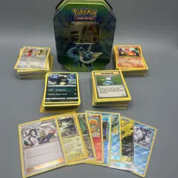 Pokemon 1995-2021 Card Lot With Collectors Tin - 250+ Cards Mixed Holo Rare WOTC - Image 1