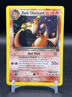 Pokemon Dark Charizard 4/82 Holo Rare Team Rocket English WOTC SWIRL ALTERED - Image 1