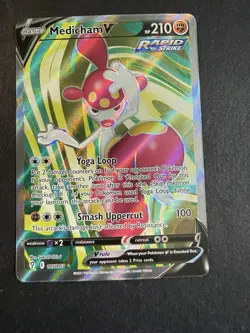 Pokemon Medicham V (Full Art) Ultra Rare Holo SWSH07: Evolving Skies 185/203 NM - Image 1