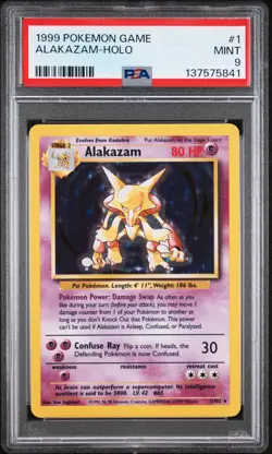 Pokemon TCG Alakazam 1/102 Base Set Holo Rare PSA 9 - Image 1
