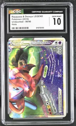 CGC 10 Rayquaza & Deoxys LEGEND Undaunted Bottom 90/90 Holo Pokemon Card - Image 1