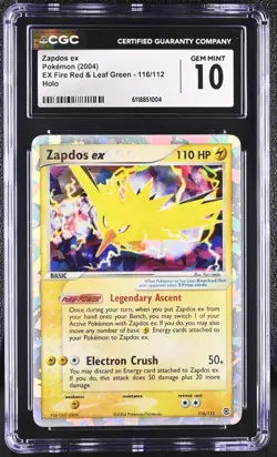 (PSA) CGC 10 Zapdos ex Fire Red Leaf Green Holo Pokemon Card #116 Gem Mint - Image 1