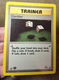 1999 POKEMON TCG FOSSIL SET 1ST EDITION GAMBLER TRAINER CARD 60/62 - Image 1