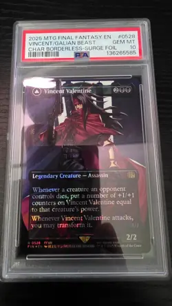 PSA 10 Magic MTG Final Fantasy Vincent Valentine Borderless Surge Foil 0528 - Image 1
