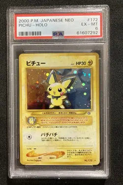 Pokemon 2000 Japanese Neo Genesis Pichu #172 holo rare PSA 6 - Image 1
