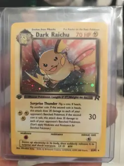 Pokemon Dark Raichu Holo TCG Card 83/82 1st Edition Secret Rare 2000 SWIRL - Image 1