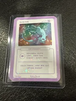 Pokederp Meow Custom Derpy Card Coro Mew Holo Poke Derp Pokemon - Image 1